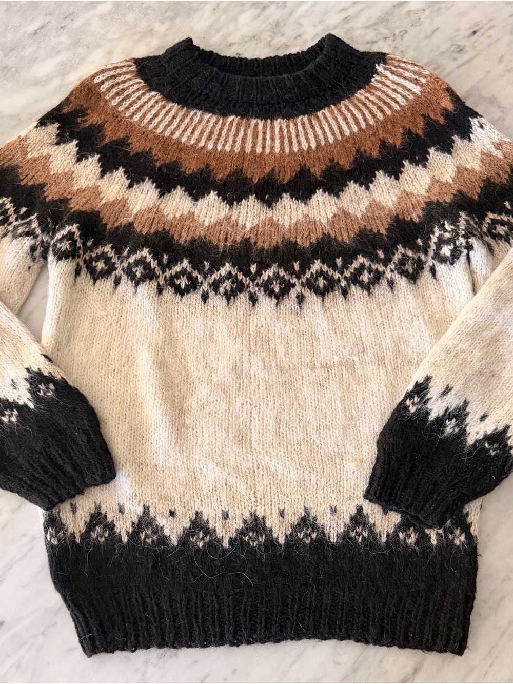 VTG Tienda Ho alpaca Lambswool Icelandic Fair Isle Sweater BOLIVIAN Sz S M